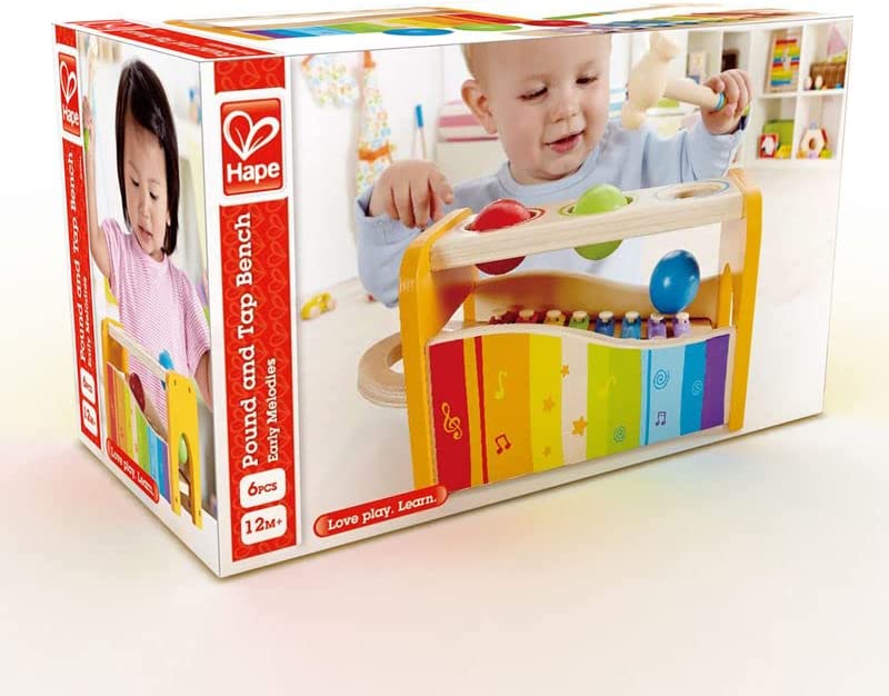 Hape Pound & Tap Bench con xilófono deslizable - Juguete galardonado para niños pequeños - E0305