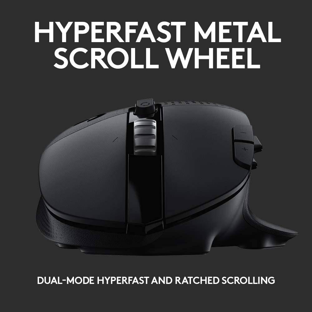 Logitech G604 LIGHTSPEED - Ratón inalámbrico para juegos con 15 controles programables, hasta 240 horas de duración de la batería, dos modos de conectividad inalámbrica, rueda de desplazamiento hiperrápida - Negro