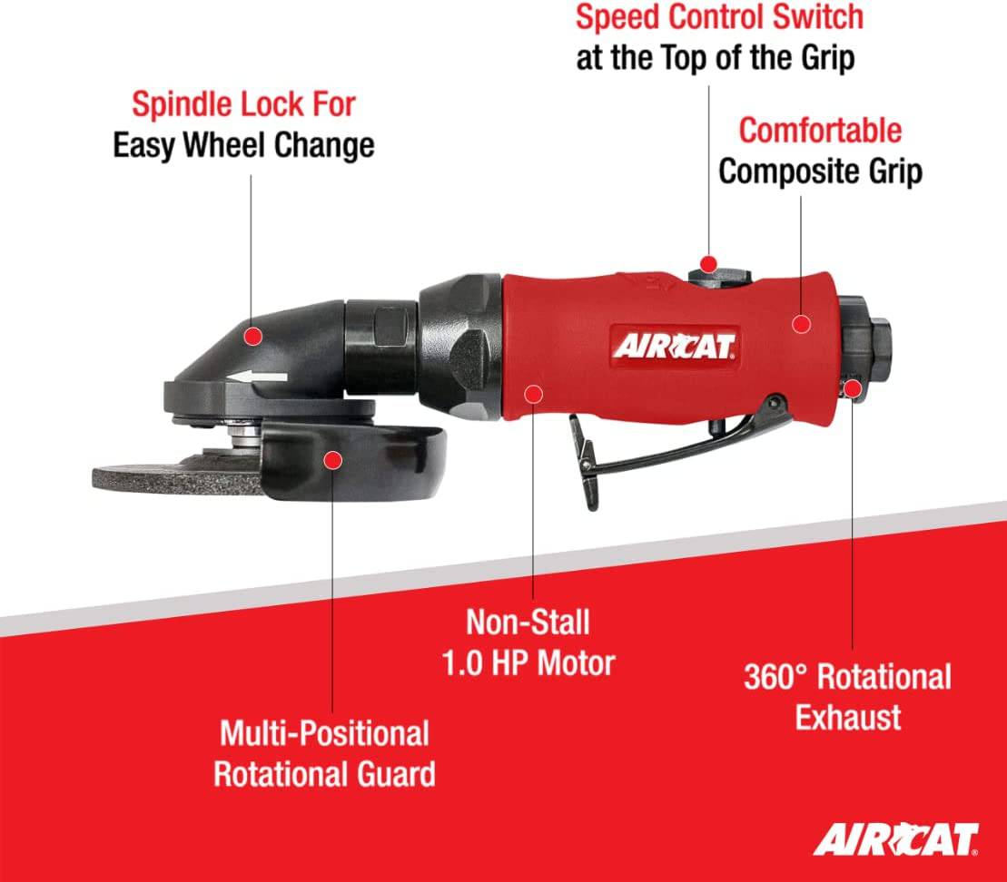AirCAT 6340-A 1 HP 4-1/2" Amoladora angular compuesta con una sola mano 11,000 RPM - DIGVICE MX