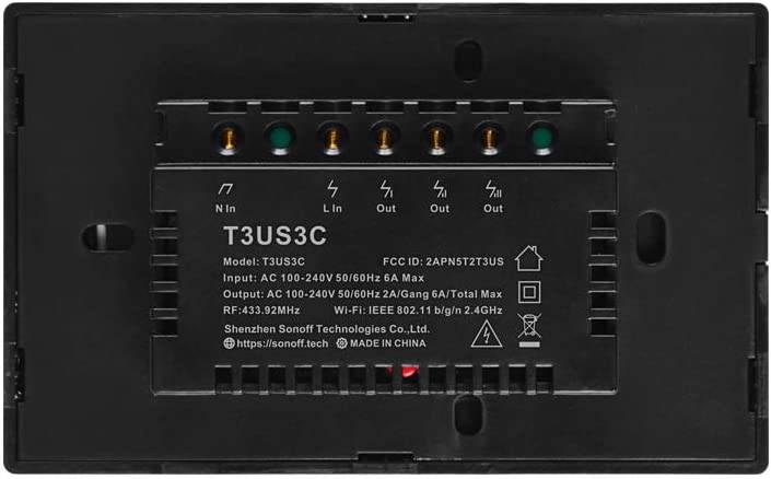 SONOFF TX T3 Smart Light Switch Wi-Fi Wall Switch, 2.4GHz Wi-Fi Touch Switches, funciona con Alexa y Google Home, apto para US&CA Wall Switches, 3 Gang 1 Way, no necesita concentrador - DIGVICE MX