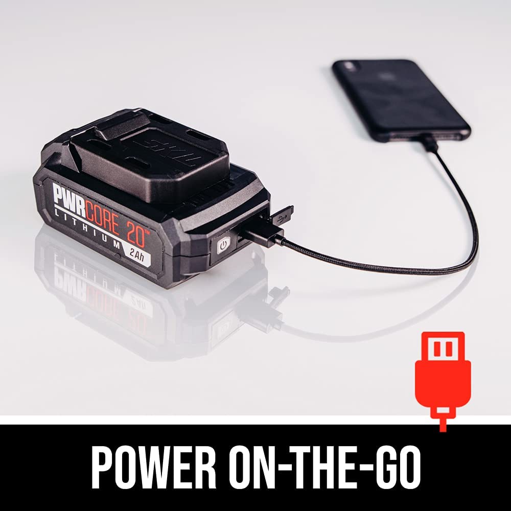 Sierra de sable compacta SKIL PWR CORE 20 sin escobillas de 20 V, incluye batería de litio de 2,0 Ah y cargador automático PWR JUMP - RS5825B-10 - DIGVICE MX