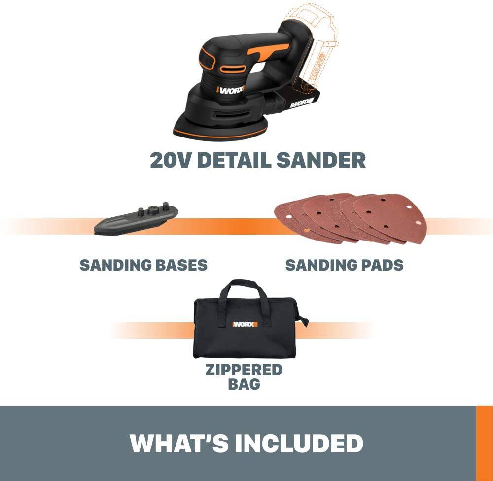Worx WX822L.9 Lijadora de detalle inalámbrica Power Share de 20 V (solo herramienta) - DIGVICE MX