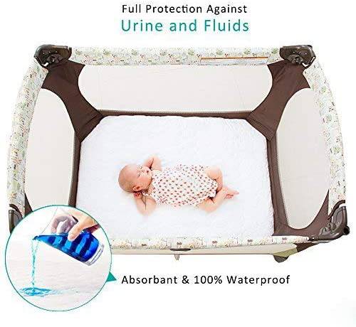 Biloban - Funda impermeable para colchón de cuna para Pack N Play - Almohadilla ajustable de 39" x 27" para colchón Graco Playard | Colchones mini y portátiles Playard - Acolchado ultrasuave lavable - Blanco - DIGVICE MX