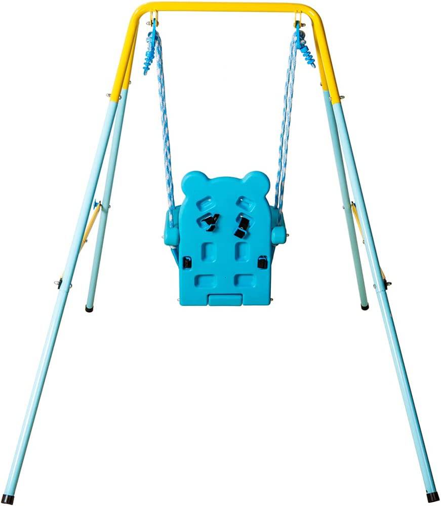 HLC - Juego de columpio plegable para niños pequeños con marco de metal y con cinturón de seguridad fácil de montar y almacenar adecuado para regalo de bebés/niños - DIGVICE MX