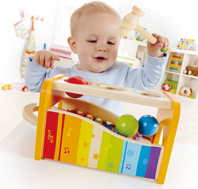 Hape Pound & Tap Bench con xilófono deslizable - Juguete galardonado para niños pequeños - E0305