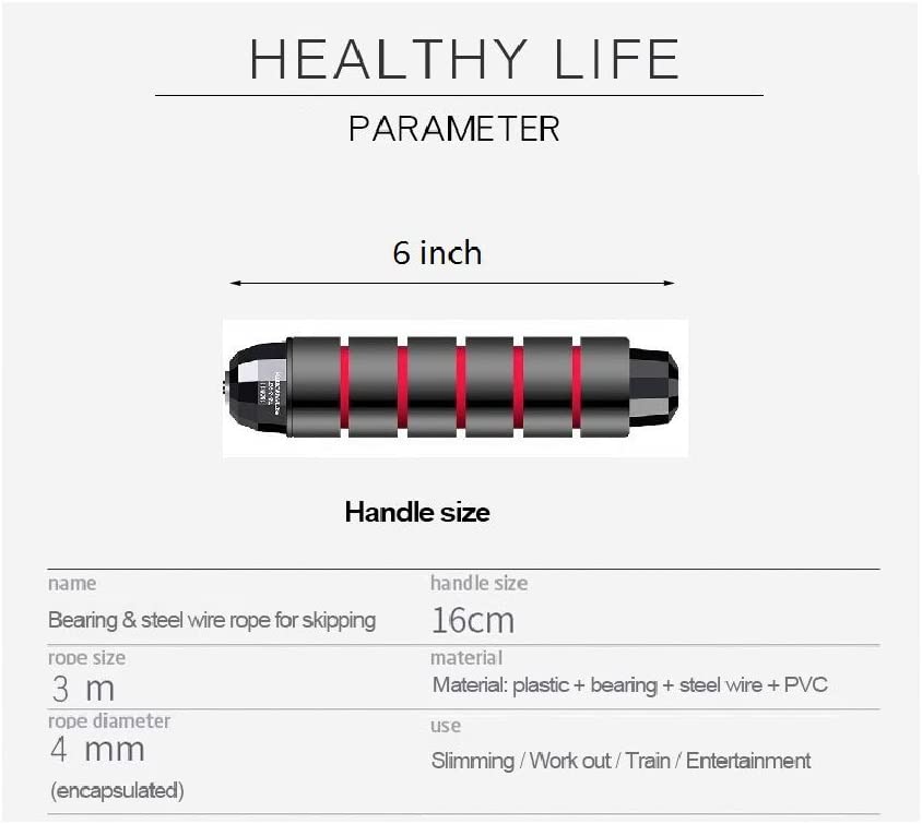 DEGOL - Cuerda para saltar con rodamientos de bolas, cable de cuerda para saltar de velocidad rápida y mangos de espuma viscoelástica de 6.0 in.