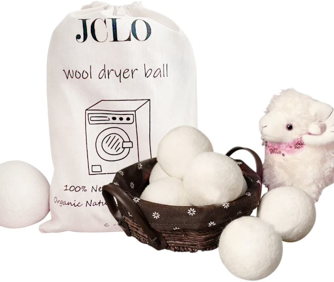 JCLO. Bolas de lana para secadora Suavizante de telas naturales y lana de Nueva Zelanda 100% orgánica de primera calidad, reduce las arrugas y ahorra tiempo, seguro para bebés e hipoalergénico, blanco 6 XLCount - DIGVICE MX