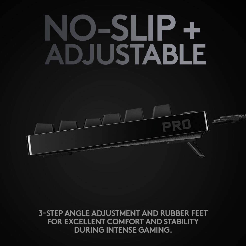 Logitech G PRO - Teclado mecánico para juegos, diseño ultraportátil sin llave, cable micro USB desmontable, teclas retroiluminadas RGB LIGHTSYNC de 16,8 millones de colores