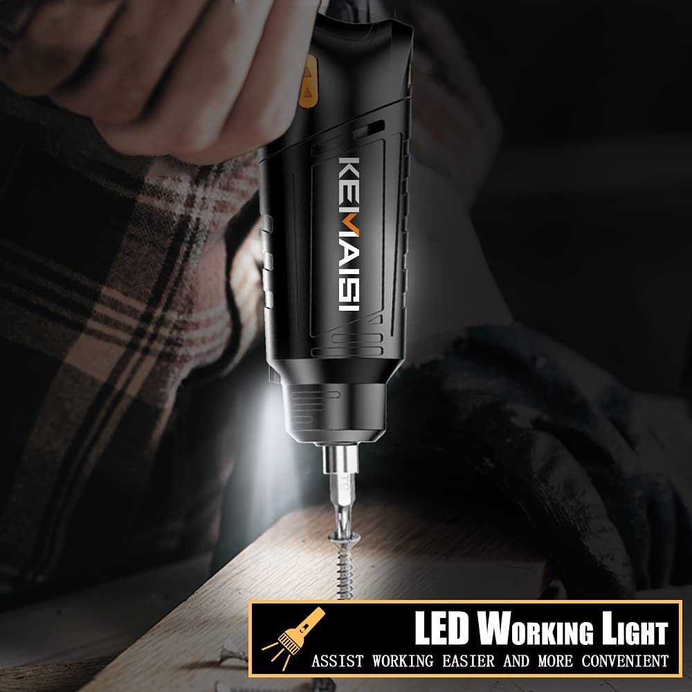 KEMAISI (13 en 1) Juegos de destornilladores eléctricos inalámbricos de 4,2 V con luz de trabajo LED, destornillador eléctrico recargable con batería de iones de litio de 2000 mAh, destornillador de posiciones de mango ajustable - DIGVICE MX