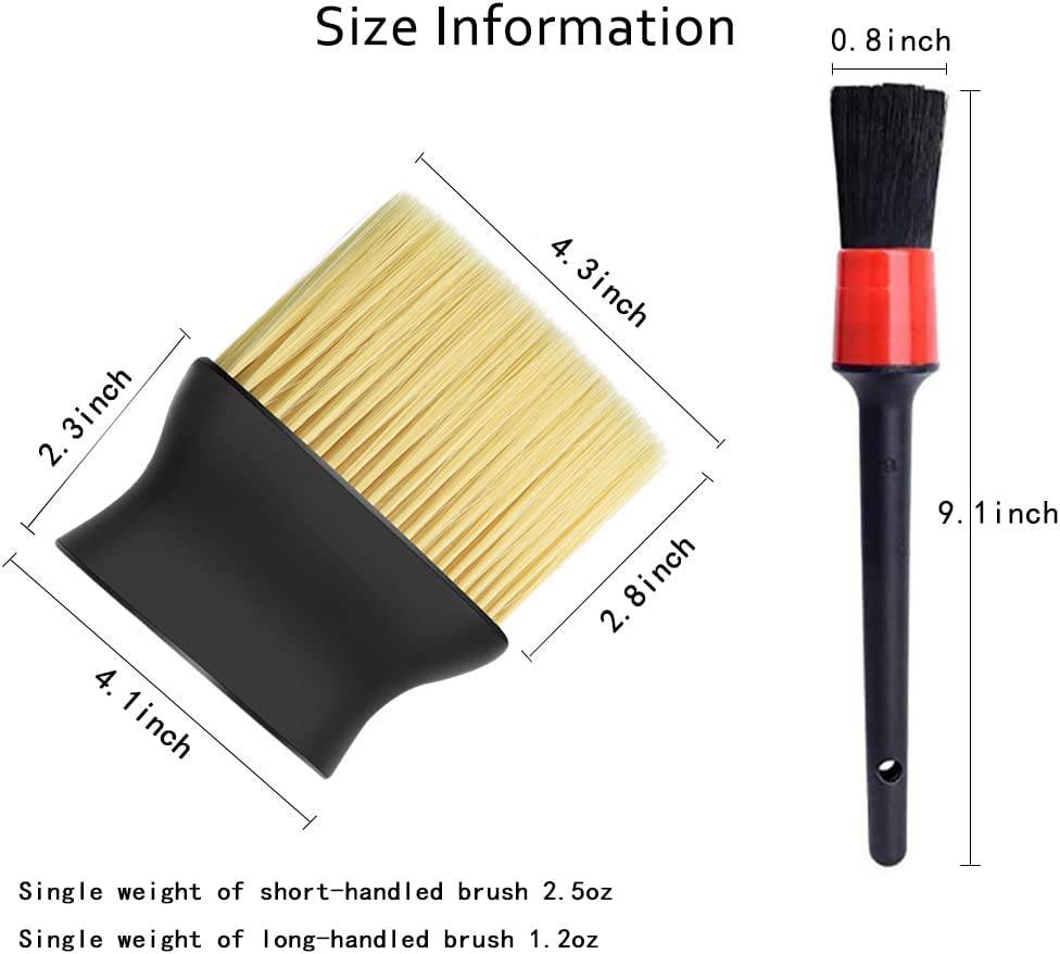 Kekejia - Cepillos de coche para detalles, limpiador de cepillo de coche supersuave, utilizado para interior, exterior, limpieza, limpieza, boquilla, panel de instrumentos, 3 cepillos de mango corto y 1 cepillo de mango largo