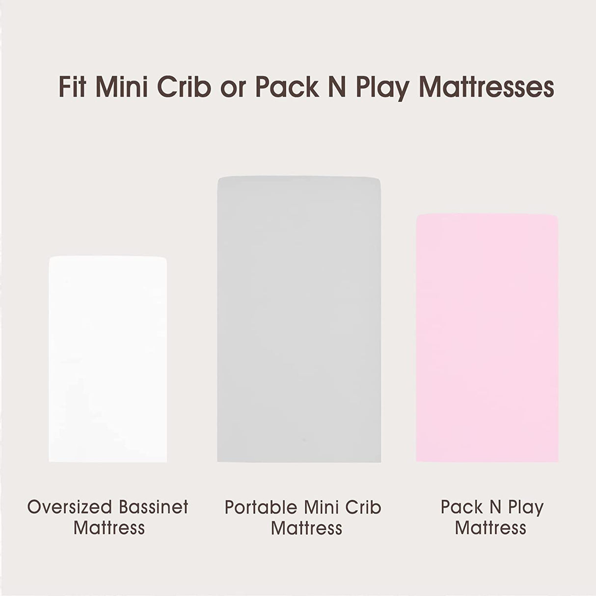 David's Kids Juego de sábanas cómodas para minicuna, paquete de 3 sábanas sedosas Pack N Play para bebés, ajuste universal para colchones Pack N Play, Playard y minicuna, blanco, gris claro y rosa - DIGVICE MX