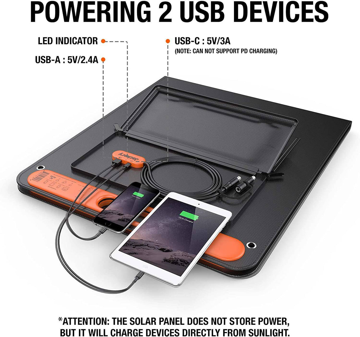 Jackery SolarSaga Panel solar portátil de 100 W para estación de energía Explorer 240/300/500/1000/1500, cargador solar de celda solar plegable de EE. UU. con salidas USB para teléfonos (no se puede cargar Explorer 440/ PowerPro) - DIGVICE MX