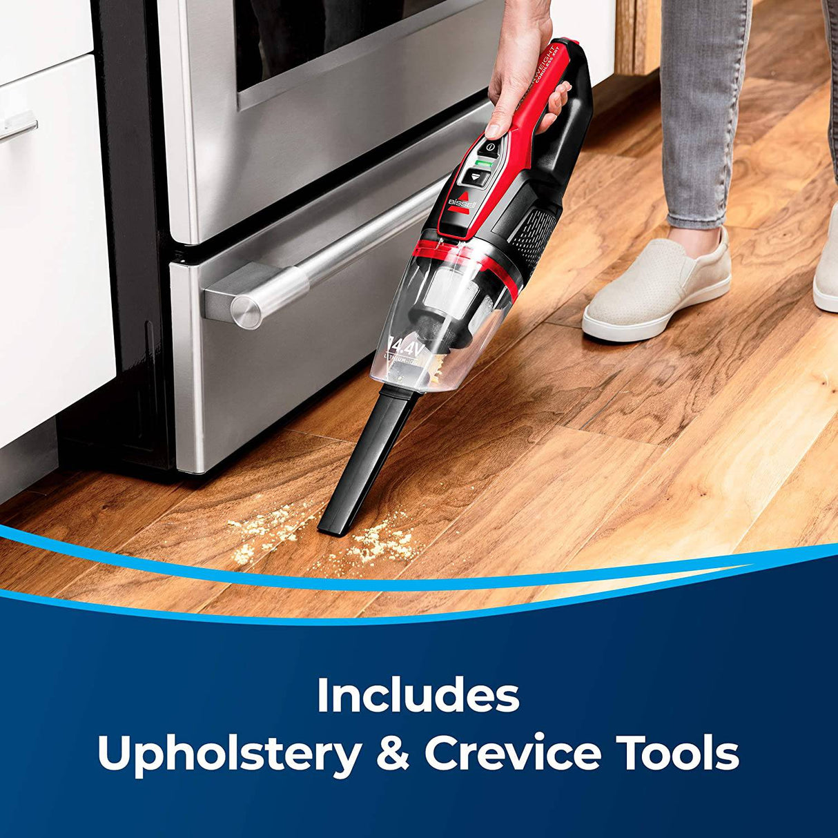 BISSELL Featherweight Cordless XRT 14.4V Stick Aspiradora, 3079, Negro, Rojo