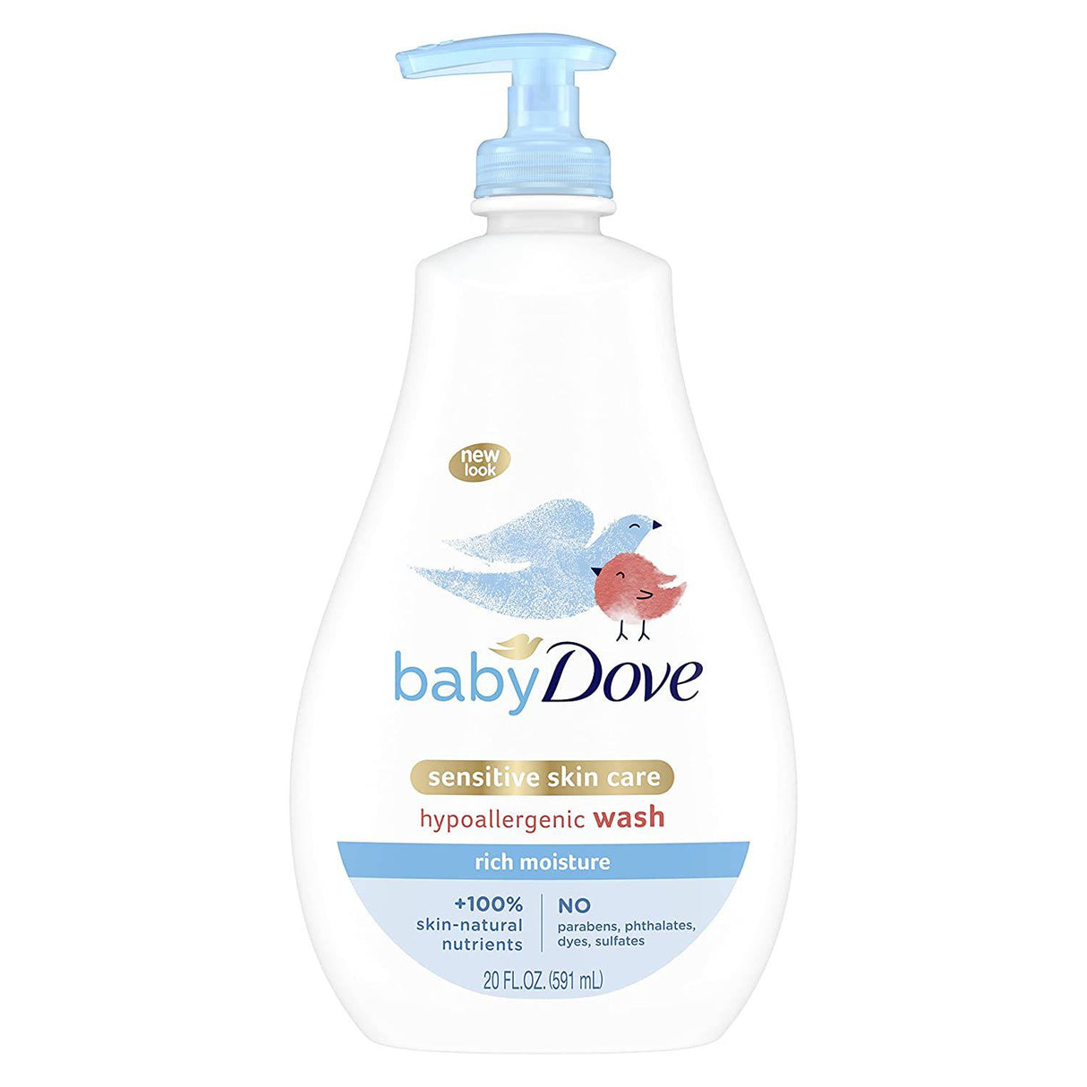 Baby Dove Sensitive Skin Care Baby Wash para el baño del bebé Hidratación rica sin lágrimas e hipoalergénico 20 oz