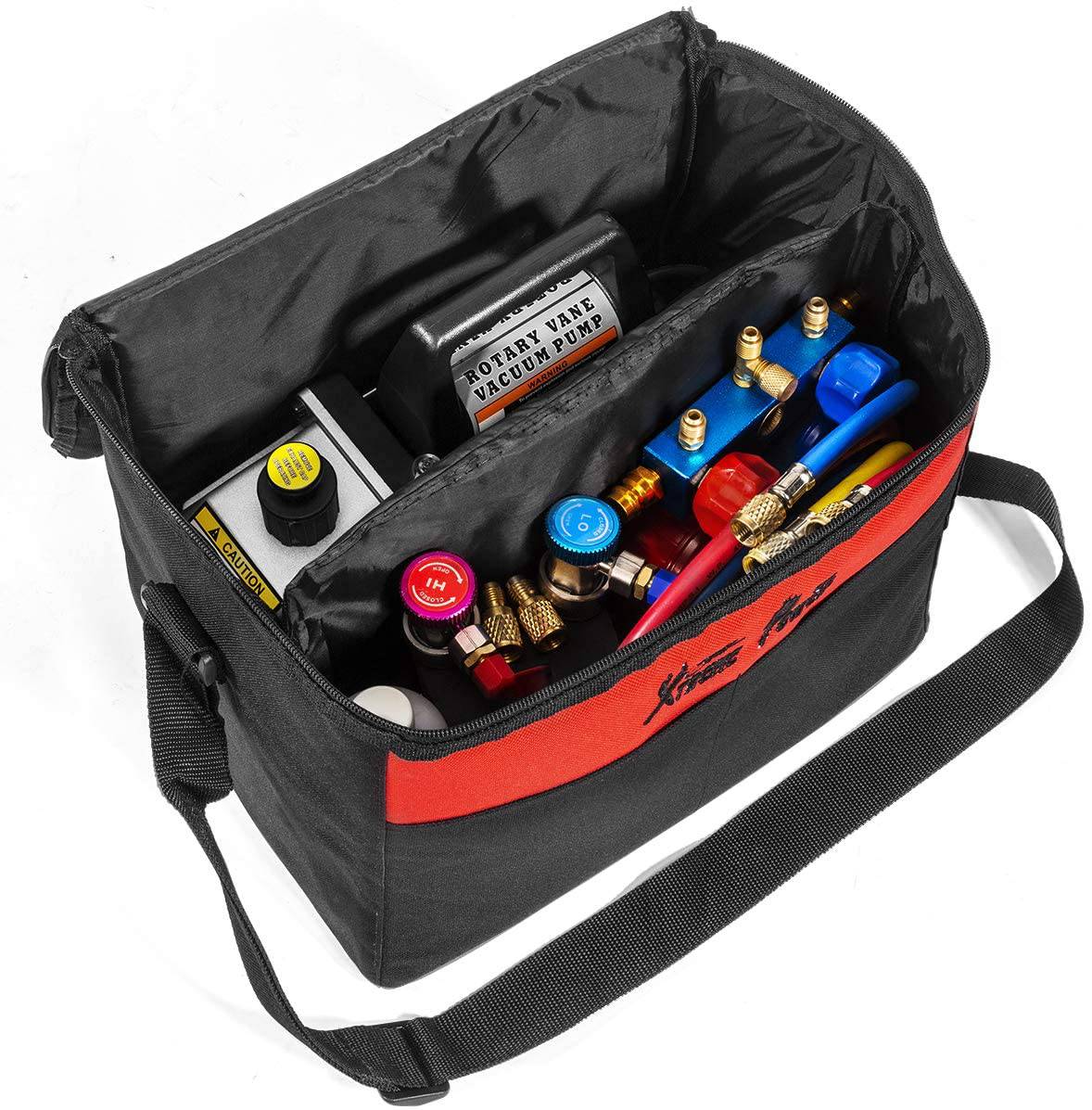 XtremepowerUS 3CFM 1/4HP Bomba de vacío de aire HVAC R134a R12 R22 R410a Kit de refrigeración de A/C Medidor de colector de CA R134 Can Tap Incluye bolsa de transporte - DIGVICE MX