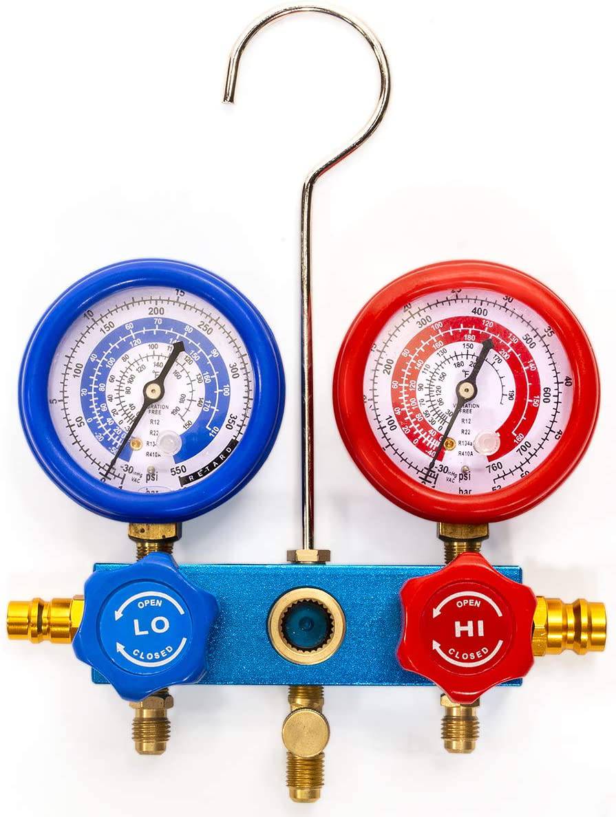 XtremepowerUS 3CFM 1/4HP Bomba de vacío de aire HVAC R134a R12 R22 R410a Kit de refrigeración de A/C Medidor de colector de CA R134 Can Tap Incluye bolsa de transporte - DIGVICE MX