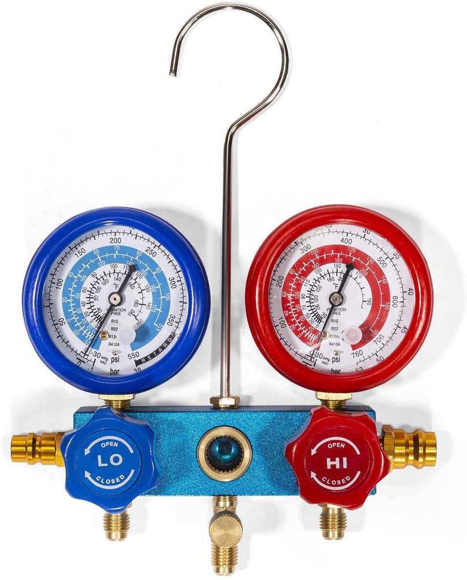 XtremepowerUS Premium 4CFM Bomba de vacío de aire HVAC A/C Kit de refrigeración AC Manifold Case Set R134a Tap con detector de fugas y bolsa de transporte - DIGVICE MX