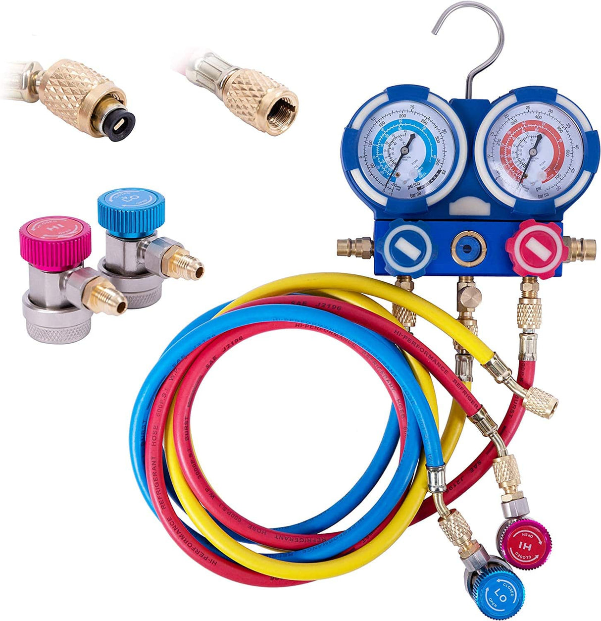 VIVOHOME 110V 1/4 HP 3.5CFM Bomba de vacío de aire de paleta rotativa de una sola etapa y juego de manómetros de CA R134a con bolsa de transporte de termómetro para recarga de refrigeración de aire acondicionado HVAC - DIGVICE MX