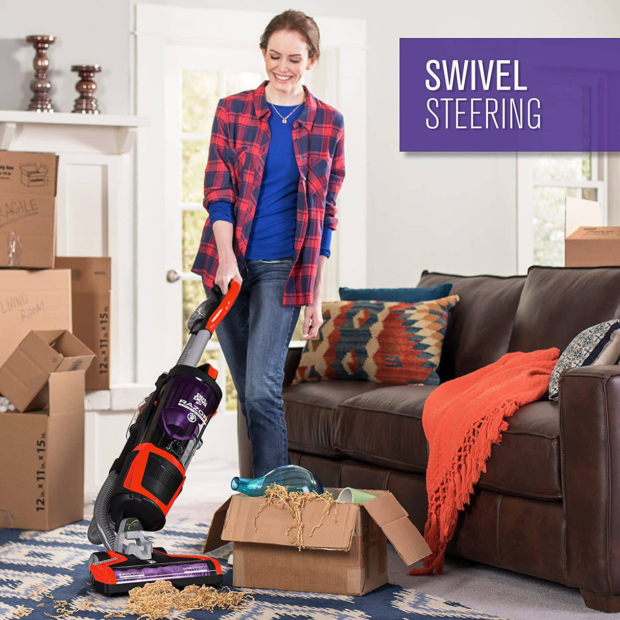 Dirt Devil Razor Pet aspiradora vertical con cable para múltiples pisos sin bolsa con dirección giratoria, UD70355B, rojo - DIGVICE MX