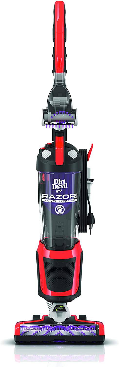 Dirt Devil Razor Pet aspiradora vertical con cable para múltiples pisos sin bolsa con dirección giratoria, UD70355B, rojo - DIGVICE MX