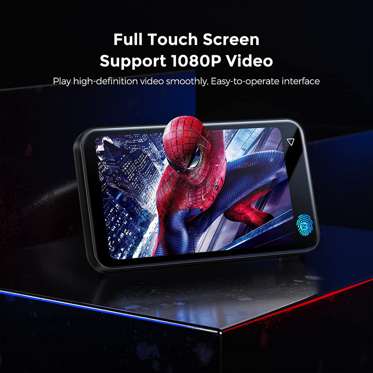 TIMMKOO Reproductor de MP3 con Bluetooth, pantalla táctil completa de 4.0" Reproductor de MP4 con altavoz Q3E