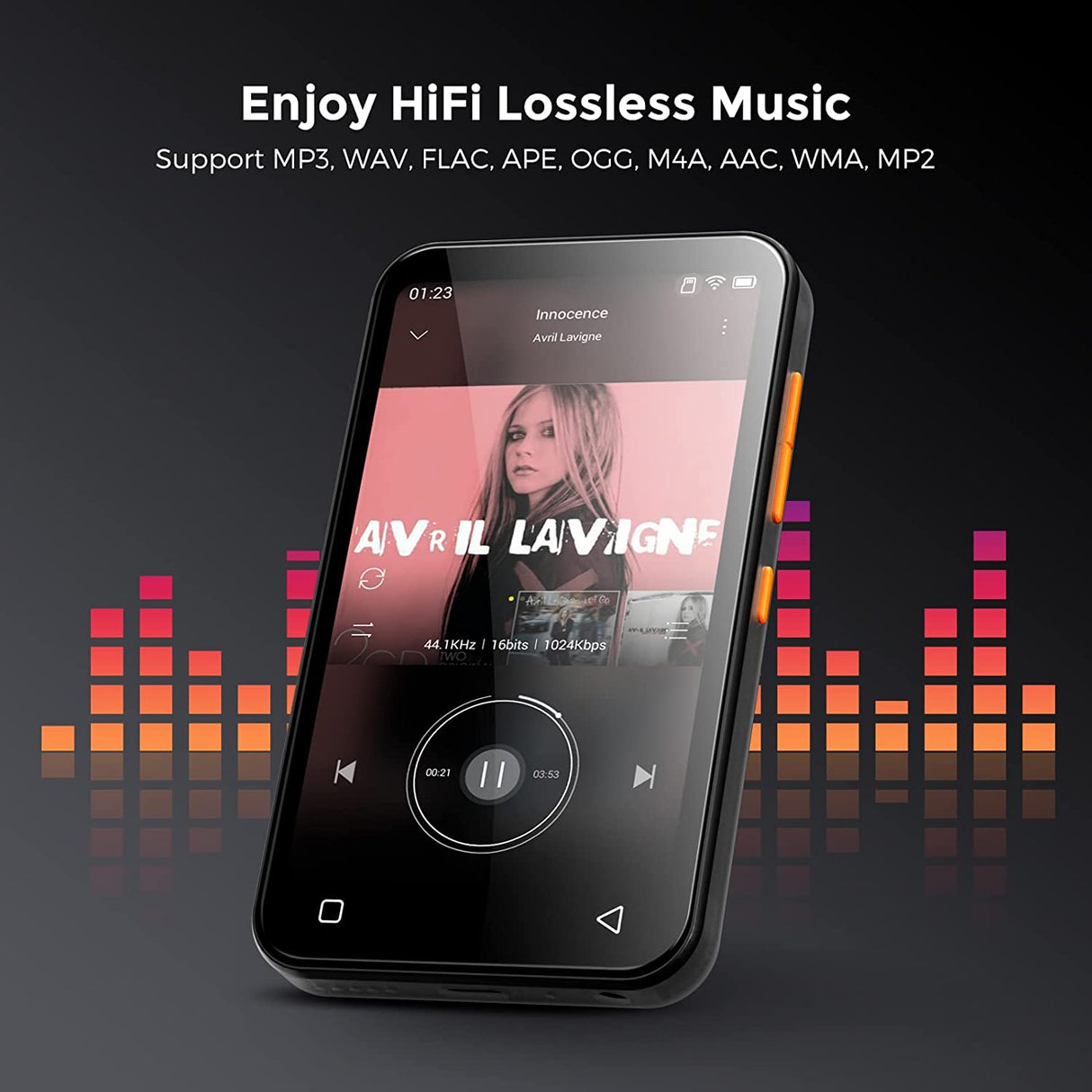 TIMMKOO Reproductor de MP3 con Bluetooth, pantalla táctil completa de 4.0" Reproductor de MP4 con altavoz Q3E