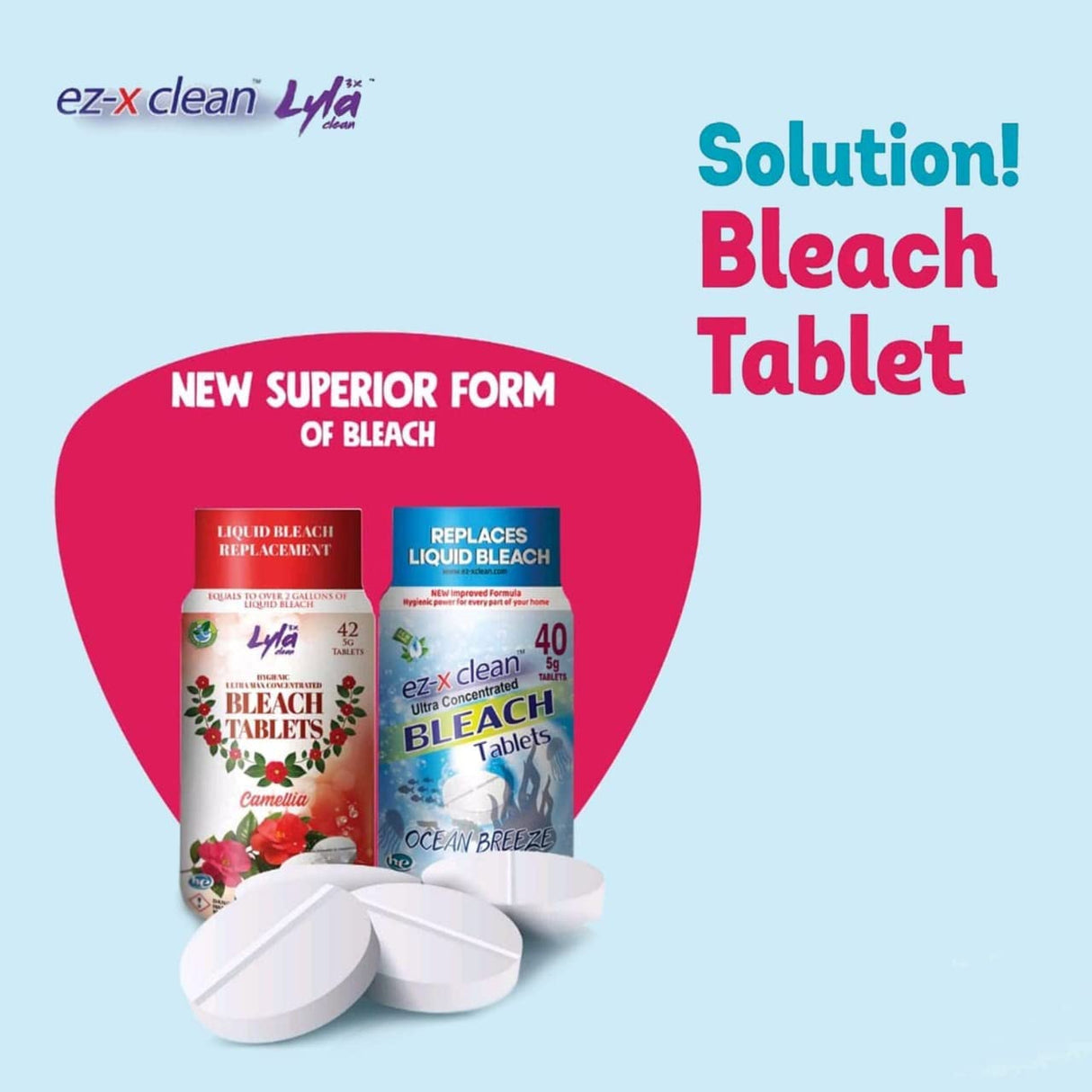 EZ-X CLEAN Pastillas de lejía activadas con agua ultraconcentradas con fórmula nueva y mejorada para lavandería y limpieza multipropósito. 40 tabletas de 7.05 oz sin fosfatos reemplaza la lejía líquida (margarita) - DIGVICE MX