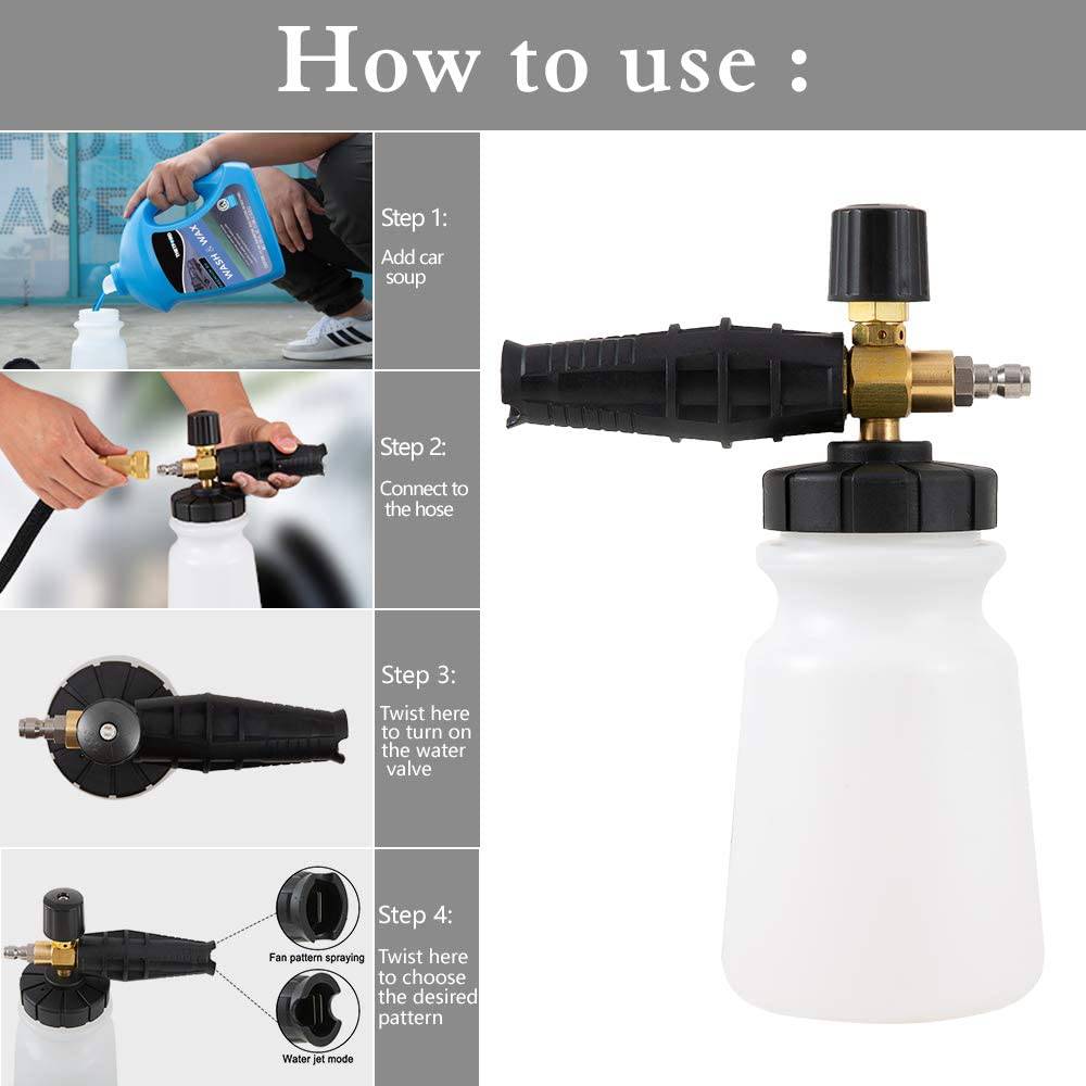 Weirran - Cañón de espuma de alta presión de 25 oz para lavado de autos, lanza de espuma para nieve, lado exterior limpio de sus casas, motocicletas, botes, etc.