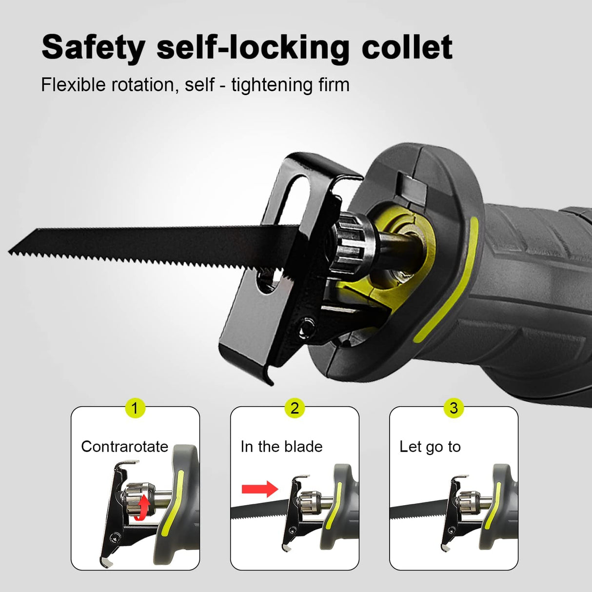 DEWINNER Sierra de sable inalámbrica 20V 2.0Ah Sierra compacta con cargador de batería de iones de litio, 2 hojas de sierra, velocidad variable, longitud de carrera de 22 cm, cambio de hoja sin herramientas Ideal para poda de corte de metal y madera - DIGVICE MX