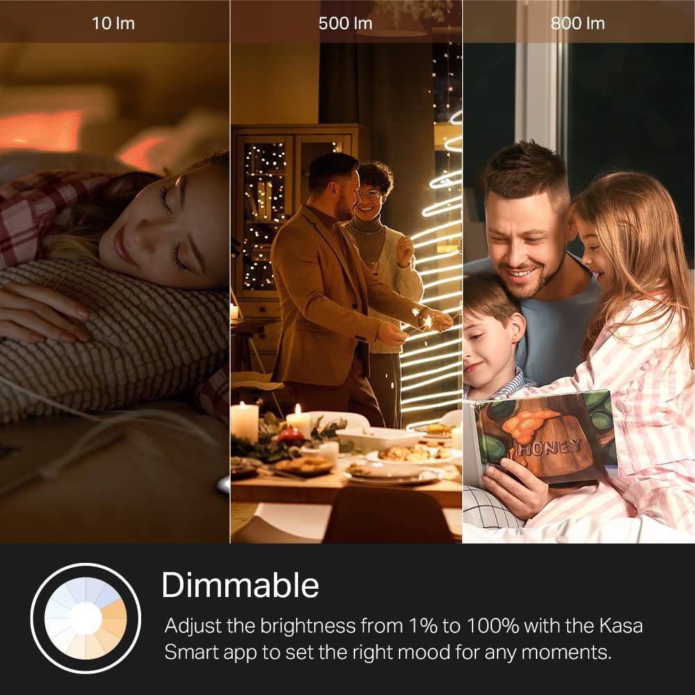 Kasa Smart Light Bulb KL110, LED Wi-Fi smart bulb funciona con Alexa y Google Home, A19 regulable, 2,4 Ghz, no requiere concentrador, 800 lm blanco suave (2700 K), 9 W (equivalente a 60 W) - DIGVICE MX