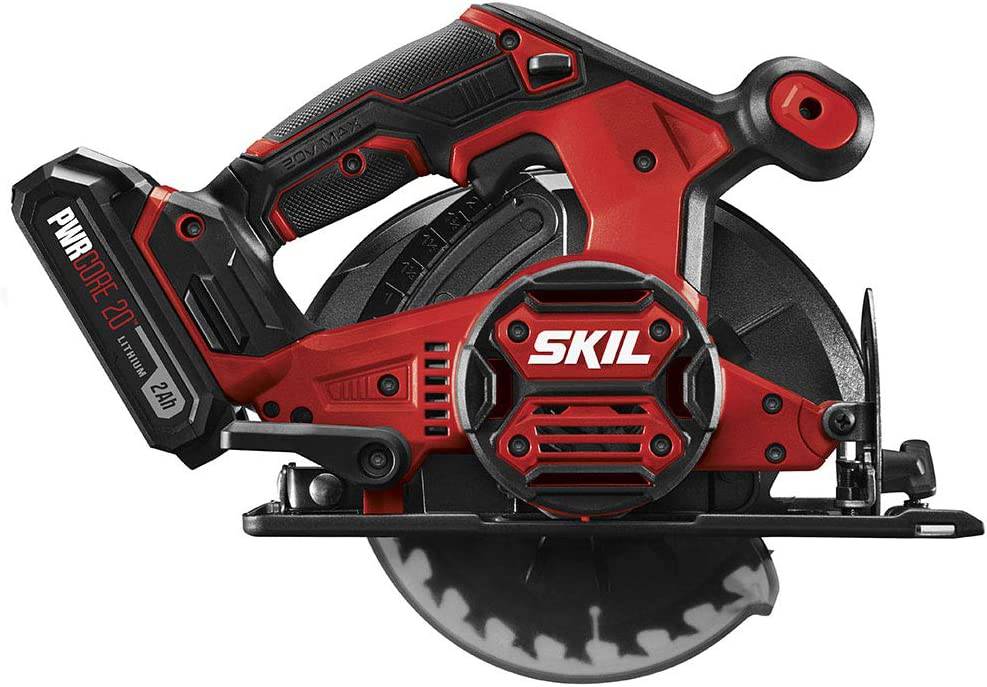 Sierra circular inalámbrica SKIL de 20 V y 6-1/2 pulgadas, incluye batería de litio PWR CORE 20 de 2,0 Ah y cargador - CR540602 - DIGVICE MX