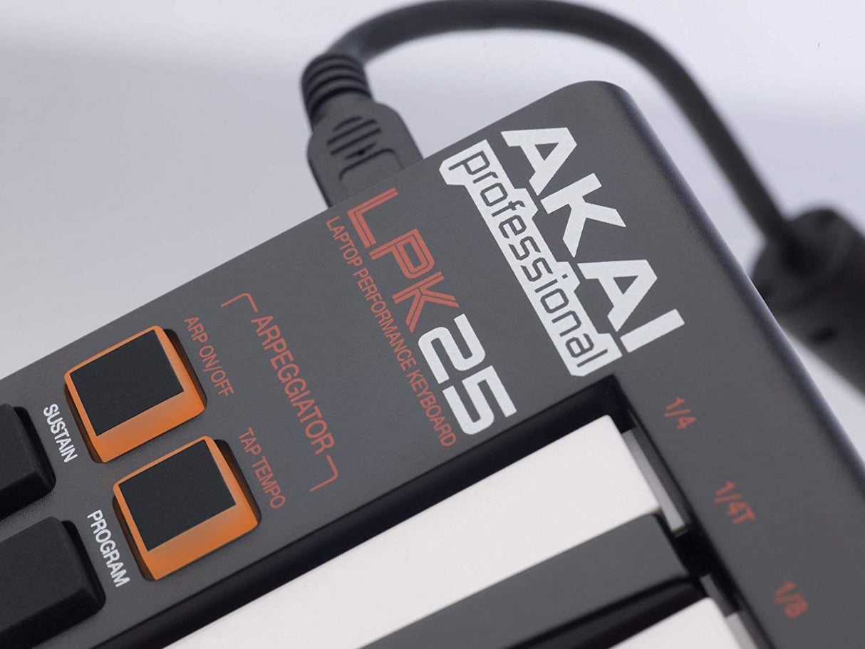 AKAI Professional LPK25 - Controlador de teclado USB MIDI con 25 teclas de acción de sintetizador sensibles a la velocidad para portátiles (Mac y PC), software de edición incluido, multicolor