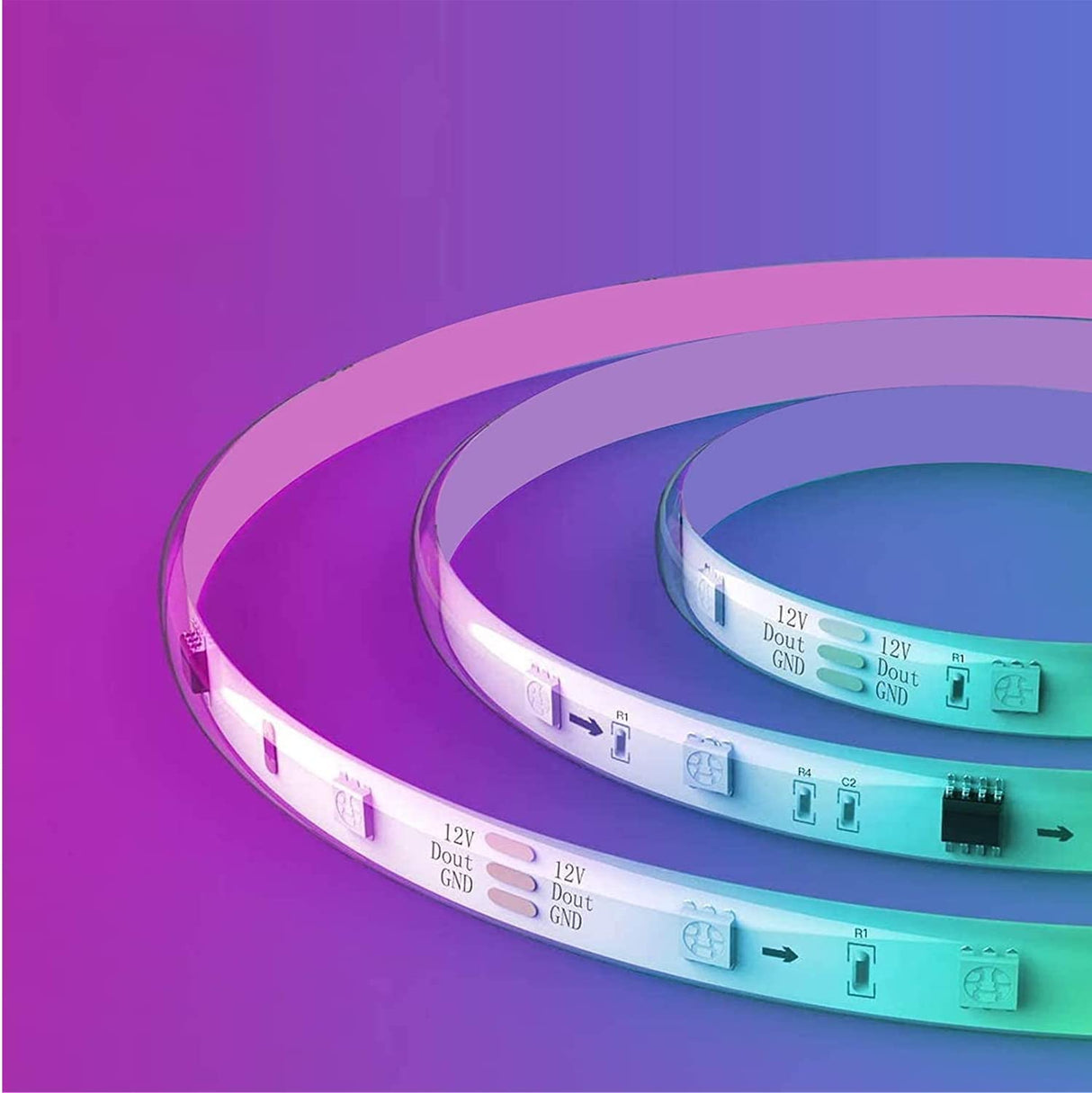 Govee RGBIC Tira de luces LED, luces LED que cambian de color de 32.8 pies con control de aplicación, 64 modos de escena, modo de música, tira de luz de fácil instalación - DIGVICE MX