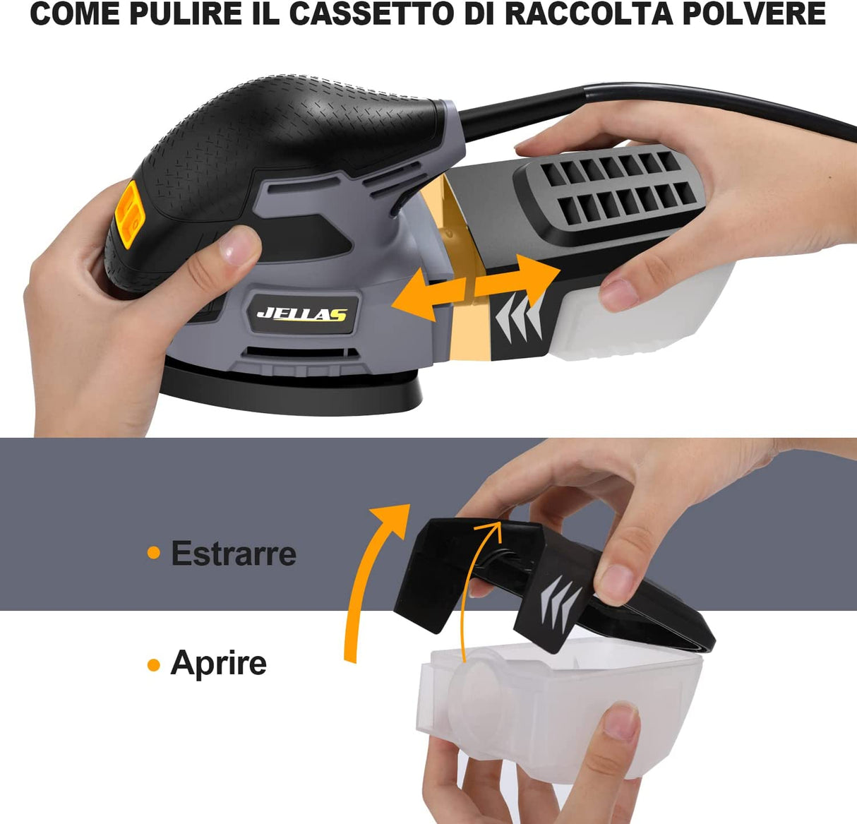 JELLAS - Lijadora de detalles , compacta para madera, lijadoras de 13,000 RPM, lijadora de mano de 2 amperios con 12 papeles de lija estándar, almohadillas de lijado incluidas, MS220-SD - DIGVICE MX