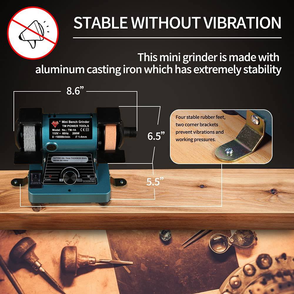 LIBAOTML Mini amoladora de banco con velocidad variable para pulir, pulir y hacer joyas, pulidora de banco pequeña y equipo lapidario profesional para rocas, metales y gemas - DIGVICE MX