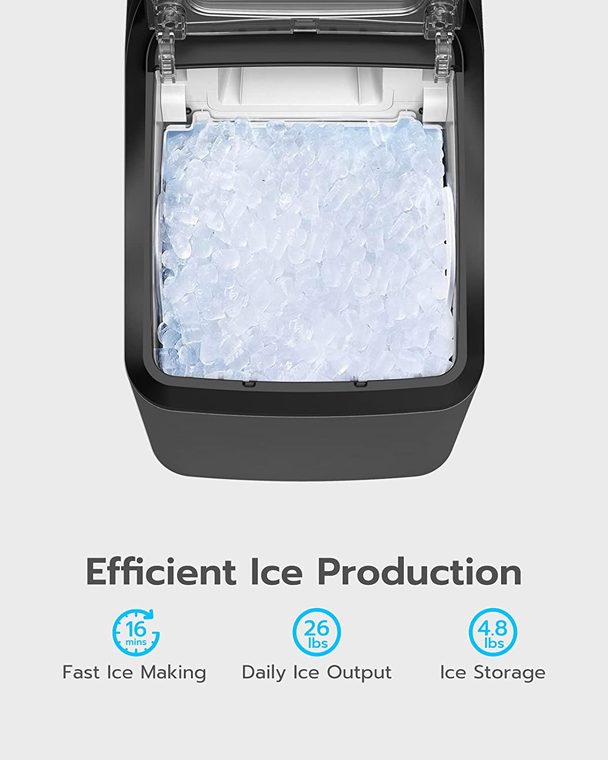 Qualeben - Máquina de pepitas de hielo sónica para encimera con autolimpieza; con recarga de agua automática; producción de 26 libras al día de hielo masticable y crujiente - DIGVICE MX