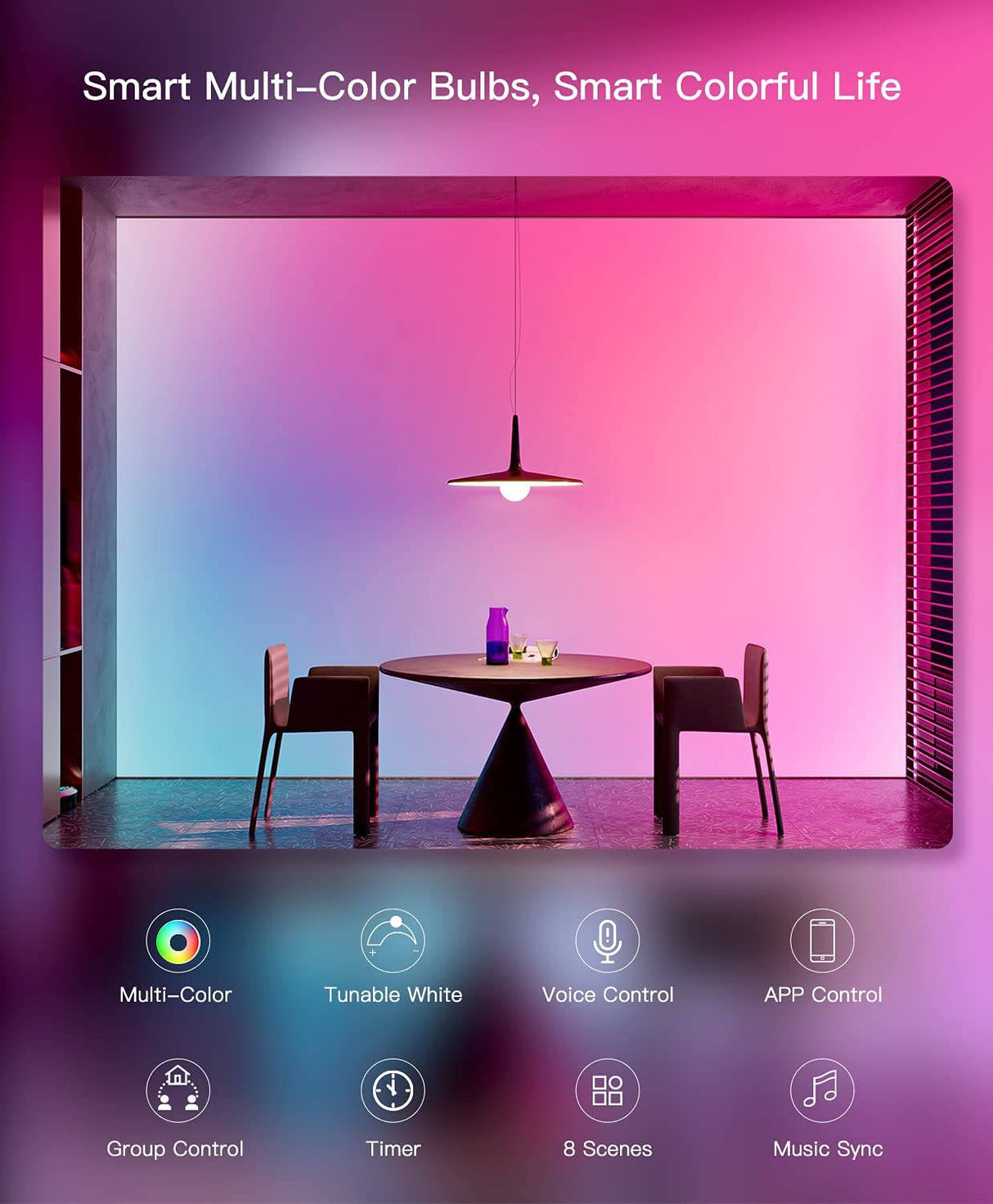 TREATLIFE - Paquete de 4 bombillas inteligentes, TREATLIFE 2,4 GHz sincronización de música que cambia de color, funciona con Alexa Google Home, A19 E26 bombilla LED regulable 9 W 800 lúmenes para decoración de fiestas, iluminación inteligente del hogar - DIGVICE MX