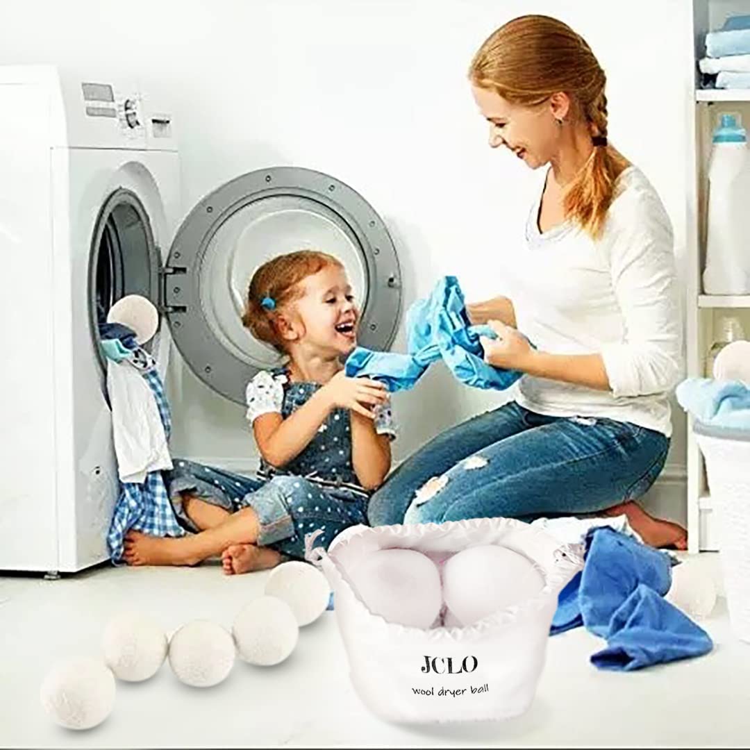 JCLO. Bolas de lana para secadora Suavizante de telas naturales y lana de Nueva Zelanda 100% orgánica de primera calidad, reduce las arrugas y ahorra tiempo, seguro para bebés e hipoalergénico, blanco 6 XLCount - DIGVICE MX