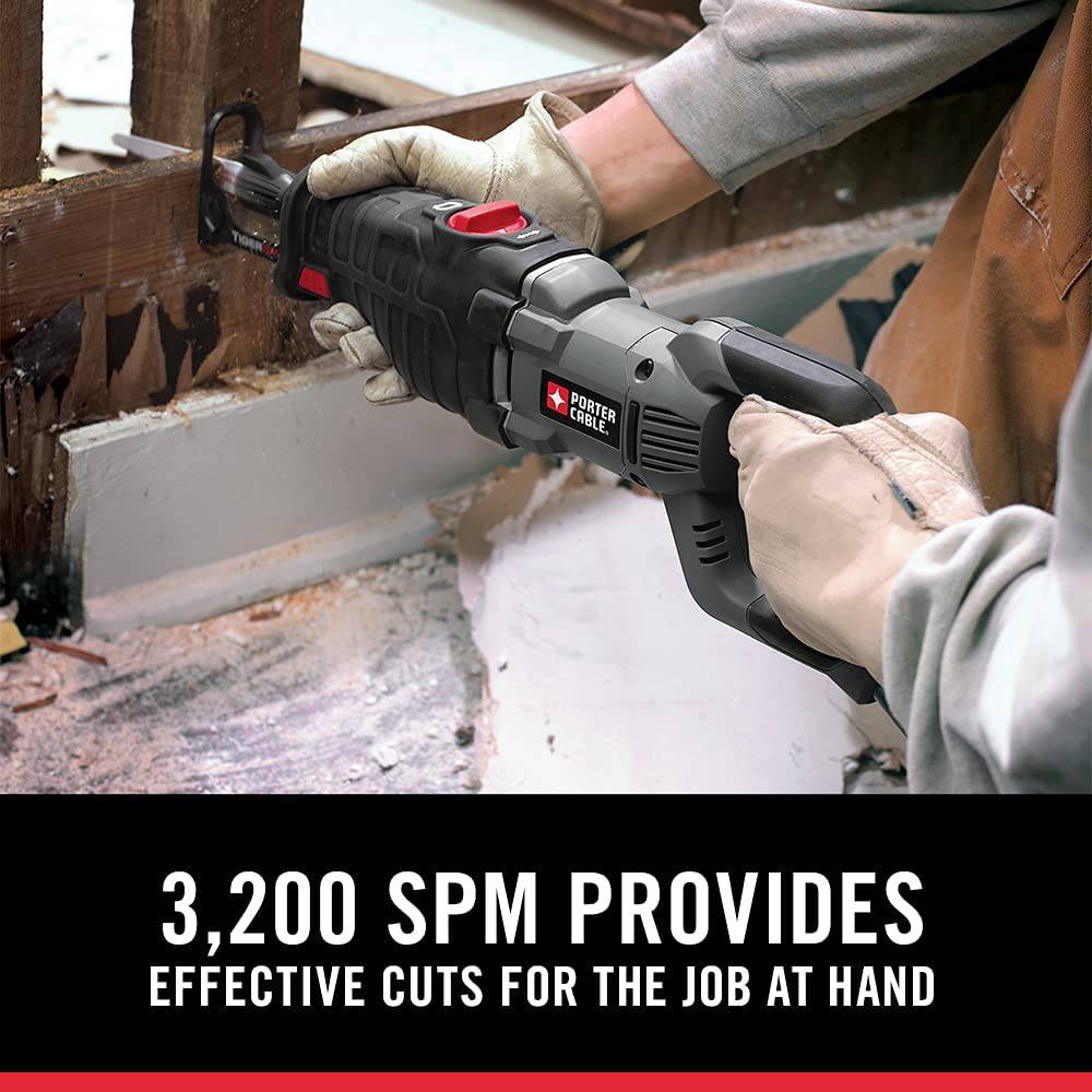 Sierra de sable PORTER-CABLE, 8.5 amperios con acción orbital (PC85TRSOK), negra - DIGVICE MX