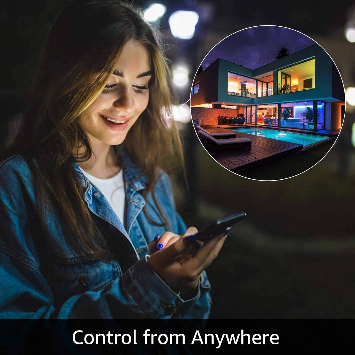 LE LED Tira de luces, WiFi Smart 32.8 pies tiras LED que cambian de color, SMD 5050 LED cuerda de luz, aplicación y control remoto, cinta de luz para dormitorio, hogar y cocina - DIGVICE MX