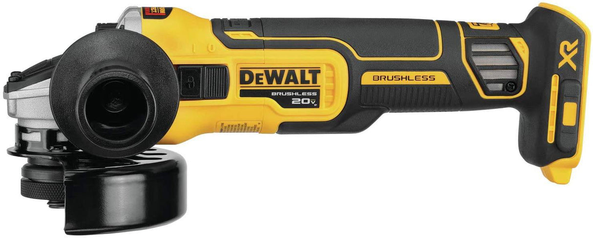 Amoladora angular DEWALT 20V MAX* XR con freno de retroceso, interruptor deslizante, 4-1/2 pulgadas, solo herramienta (DCG405B) - DIGVICE MX