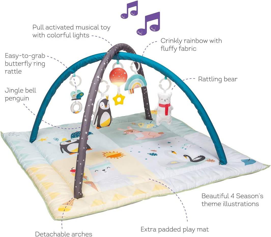 Taf Toys North Pole 4 Seasons Baby Play Mat y Infant Activity Gym con música y luz. Tapete de desarrollo con acolchado grueso, para recién nacidos en adelante. Diseñado para fomentar el desarrollo de los sentidos del bebé - DIGVICE MX