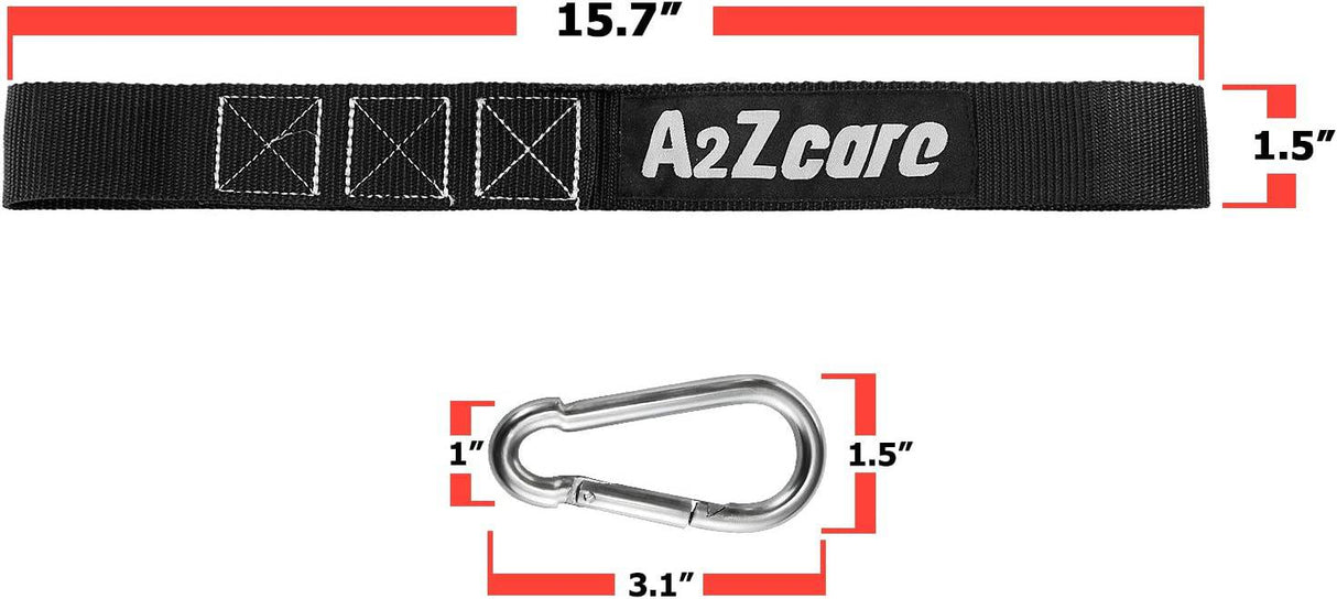 A2ZCARE Kit de anclaje de cuerda de batalla, configuración fácil y rápida, incluye guía de ejercicios - Kit de anclaje de cuerda de batalla de fitness con gancho de seguridad de acero inoxidable y correas reforzadas resistentes