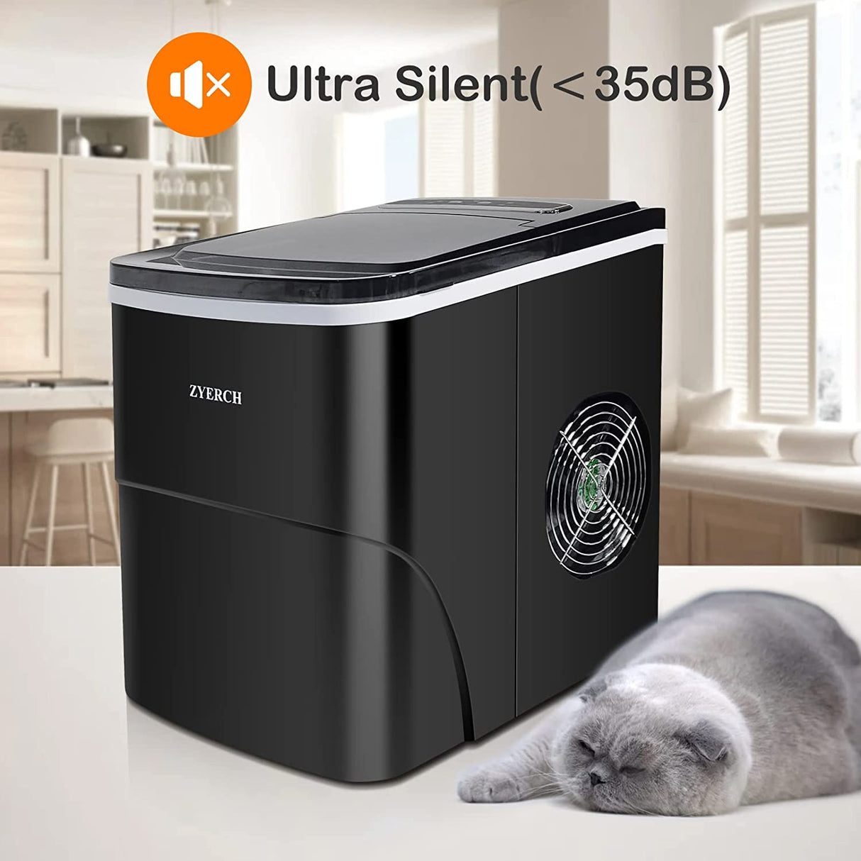 Encimera de máquina para hacer hielo Zyerch, 26 lb de hielo por día, opción de hielo grande o pequeño, fácil de limpiar, disfrute de un suministro interminable de hielo en fiestas, oficinas, patios, hogares, negro - DIGVICE MX