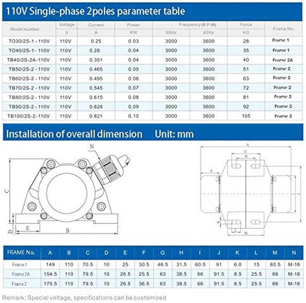 HSING - Motor de vibración vibrador de hormigón de 100 W con controlador de velocidad, vibradores de hormigón monofásicos de 110 V CA 3600 rpm para mesa vibradora (100 W + controlador) - DIGVICE MX
