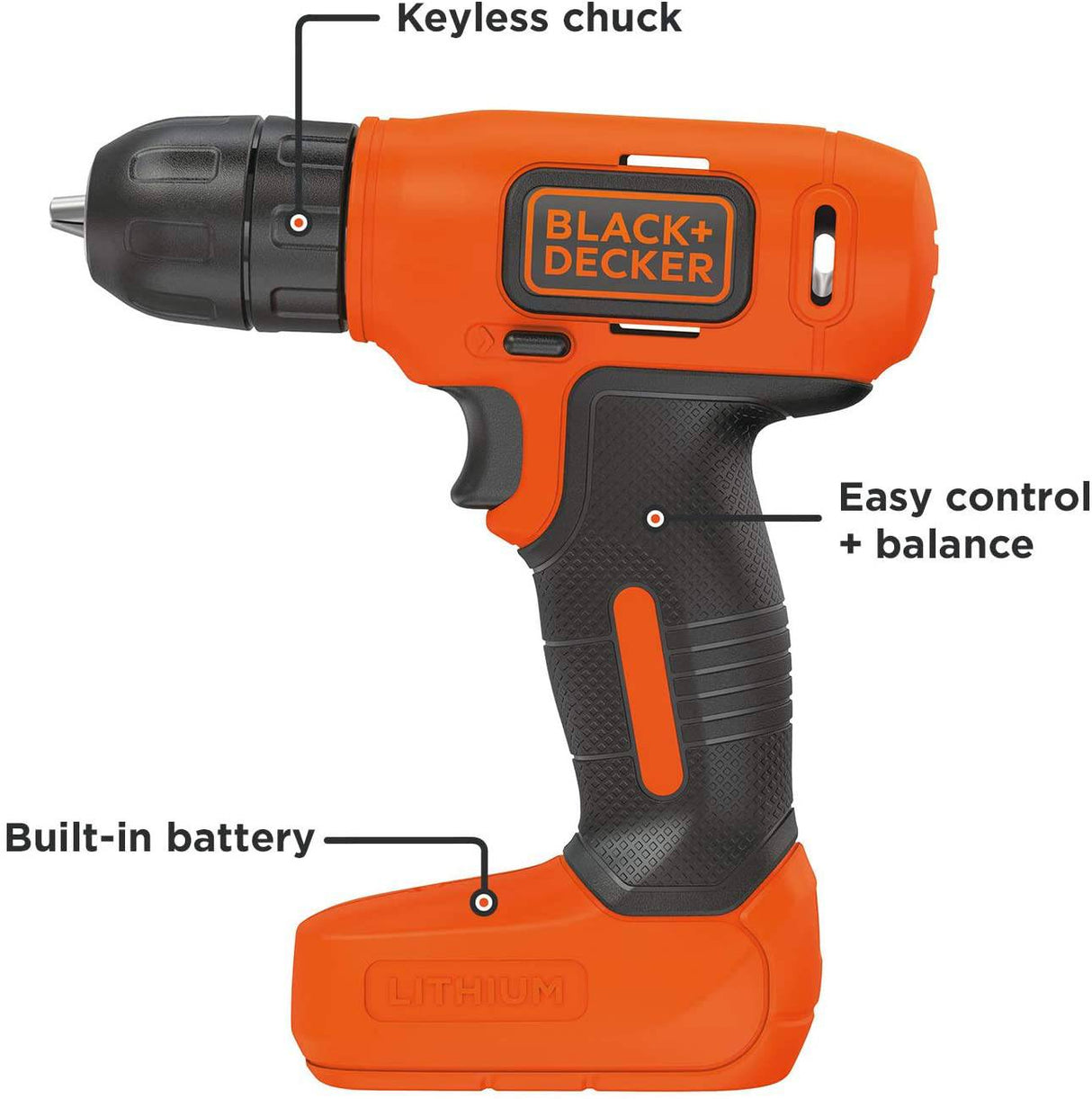 BLACK+DECKER - Taladro inalámbrico 8V MAX (BDCD8C) - DIGVICE MX