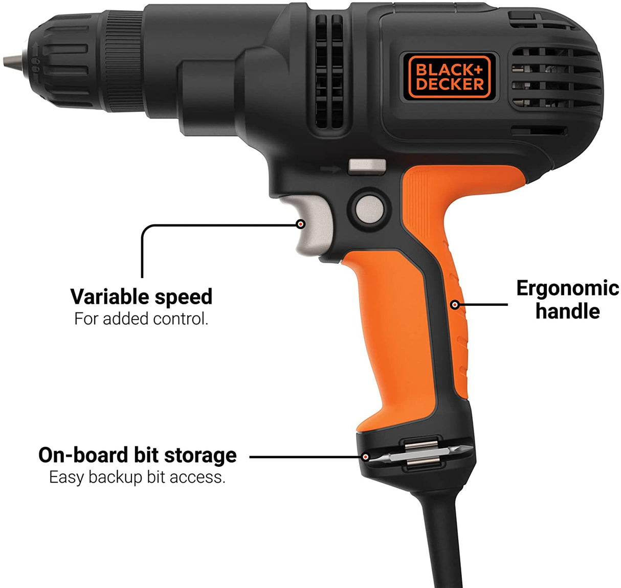 BLACK+DECKER Kit de taladro eléctrico de 5,5 amperios (BDED200C) - DIGVICE MX