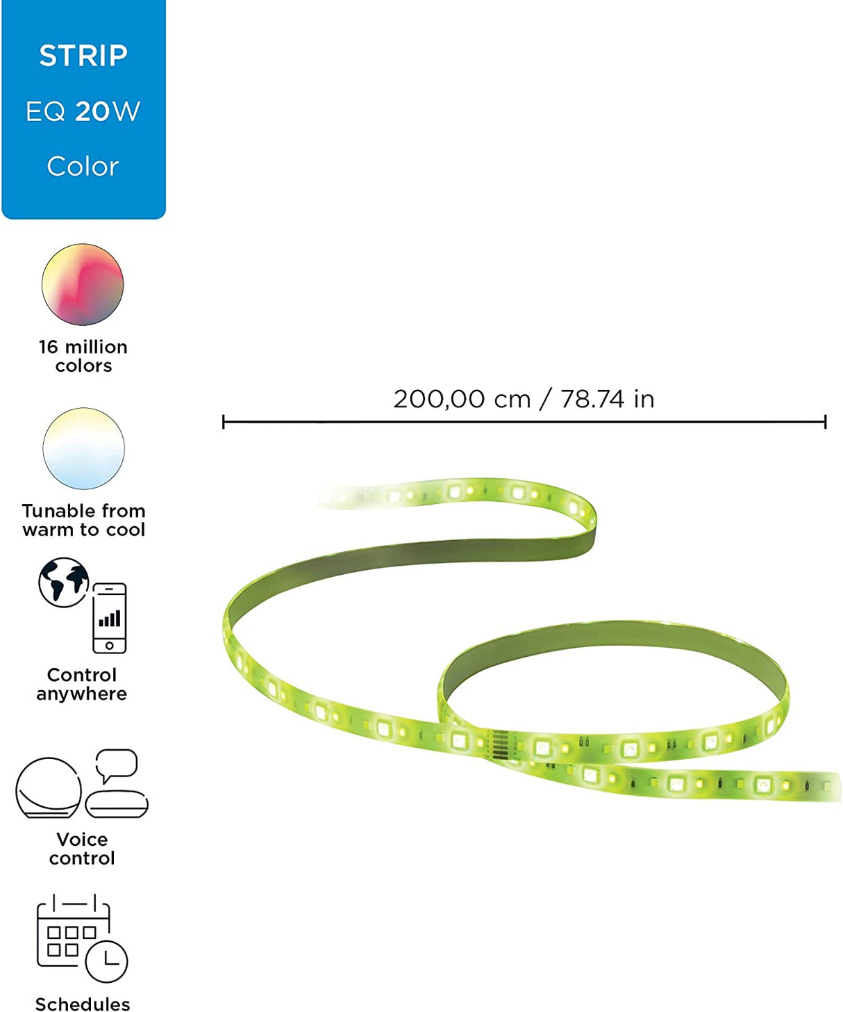 WiZ Connected 9ft Smart WiFi Color LightStrip Base Kit Plus Extension, 16 millones de colores, compatible con Alexa y Google Home Assistant, no requiere concentrador - DIGVICE MX