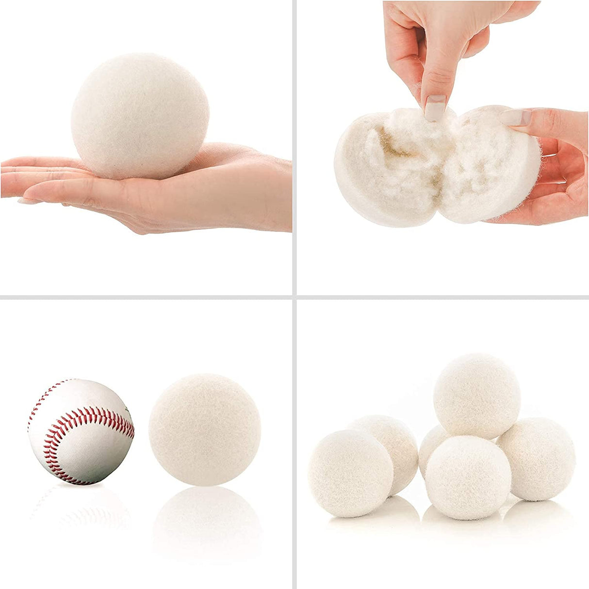 WilPoem New Zealand Nature Wool Dryer Balls - Bola suavizante de tela para pieles sensibles - Ayuda a prevenir las arrugas y reduce la estática - Reutilizable 3000 Clasificación de ciclo - (paquete de 6 XL) - DIGVICE MX