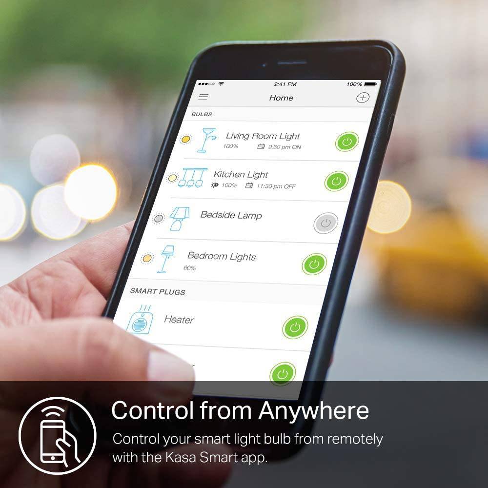 Kasa Bombilla inteligente , 850 lúmenes, bombilla LED WiFi regulable que cambia a todo color compatible con Alexa y Google Home, A19, 9,5 W, 2,4 Ghz solamente, no requiere concentrador, 1 paquete (KL130) - DIGVICE MX